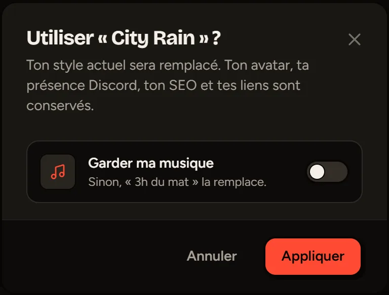 La confirmation avant d’appliquer